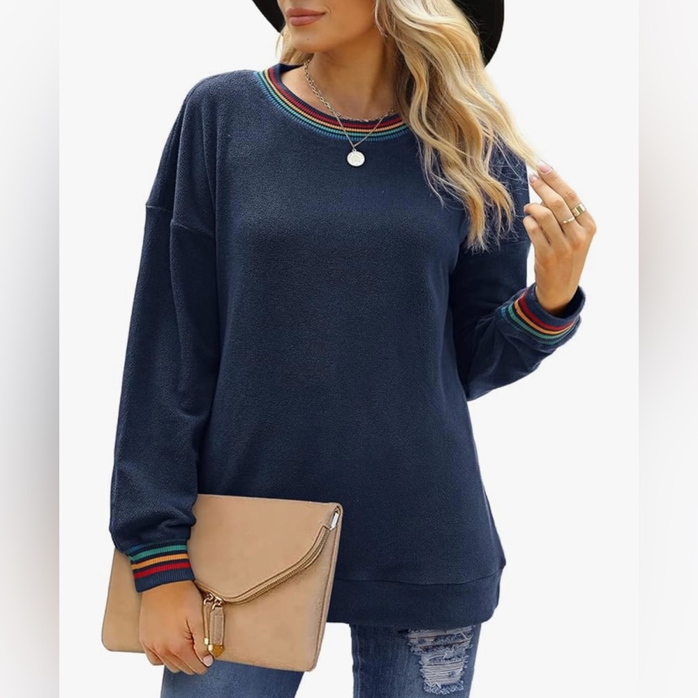 Rainbow Striped Crewneck Sweatshirt l M